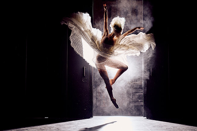 Jumping ballet dancer